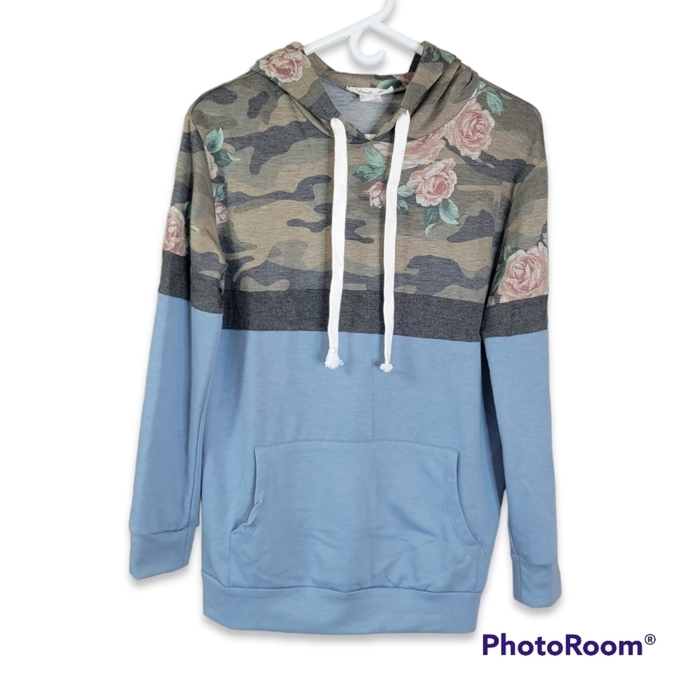 CAMO floral colorblock boutique hoodie